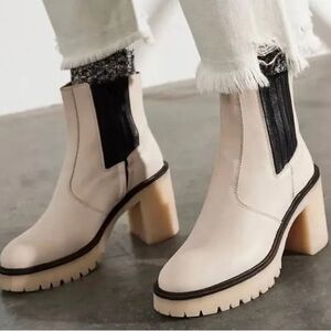 NEW Free People James Chunky Platform Heel Leather Ankle Boots 39/ 8.5